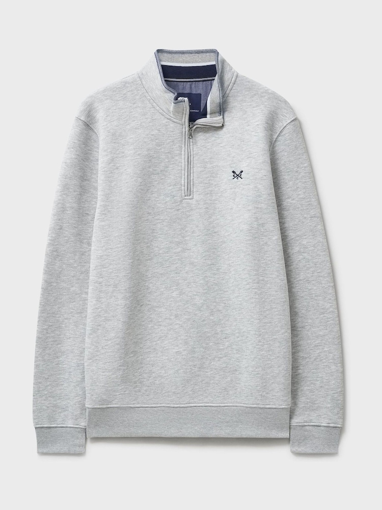 Crew Clothing Grey Classic Half Zip Sweatshirt - Image 5 of 5 Crew Clothing Grey Classic Half Zip Sweatshirt - Image 5 of 5