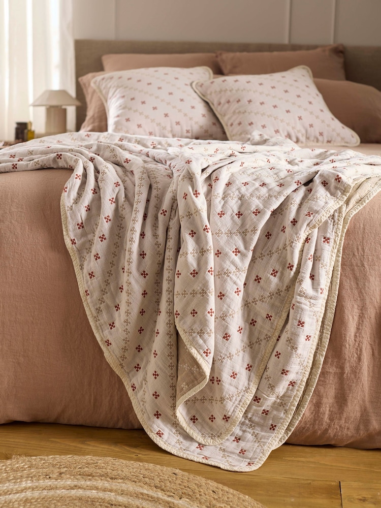Secret Linen Store Natural Cassie Quilted Throw - Image 1 of 5