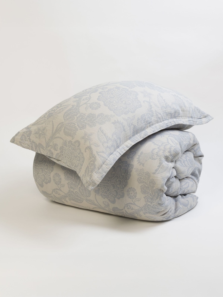 Secret Linen Store French Blue Matilda Cotton Jacquard Duvet Cover - Image 2 of 3