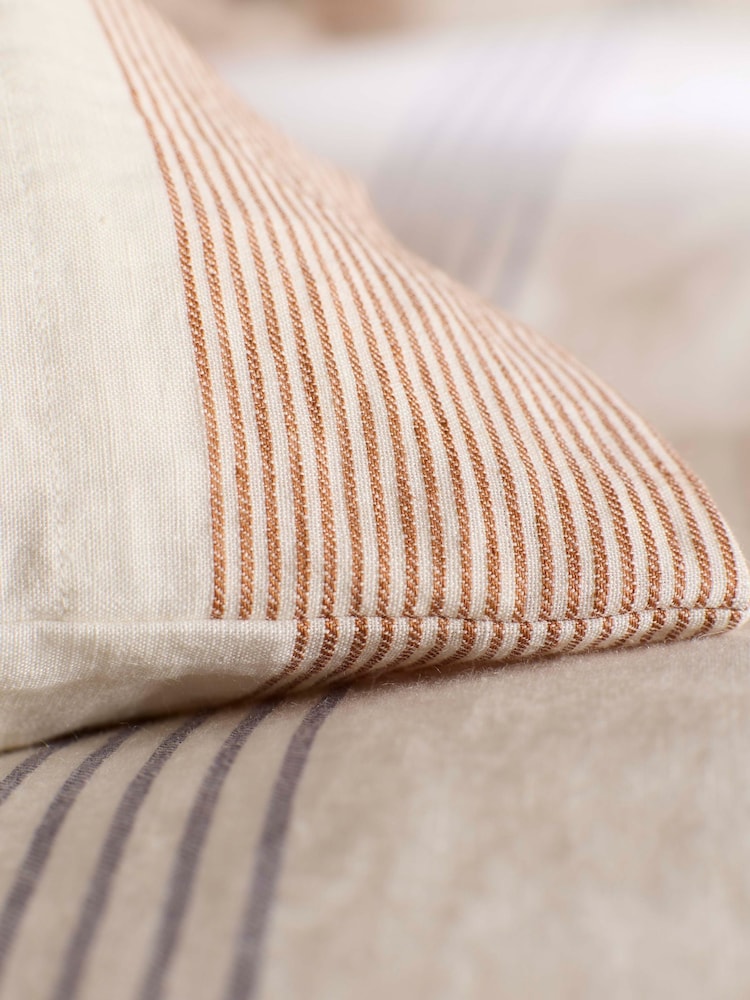 Secret Linen Store Blue and Spice Sienna Stripe 100% Linen Pillowcase - Image 2 of 3 Secret Linen Store Blue and Spice Sienna Stripe 100% Linen Pillowcase - Image 2 of 3