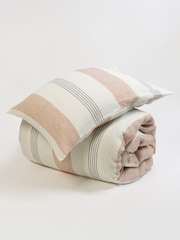 Secret Linen Store Blue and Spice Sienna Stripe 100% Linen Pillowcase - Image 3 of 3