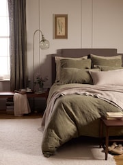 Secret Linen Store Dark Olive Claudia Cotton Linen Duvet Cover - Image 1 of 3