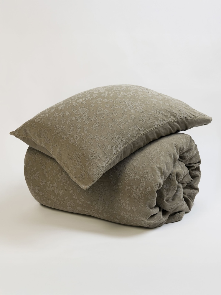 Secret Linen Store Dark Olive Claudia Cotton Linen Duvet Cover - Image 3 of 3