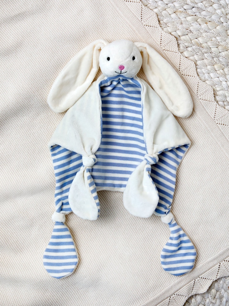 JoJo Maman Bébé Blue Stripe Rabbit Comforter - Image 1 of 4