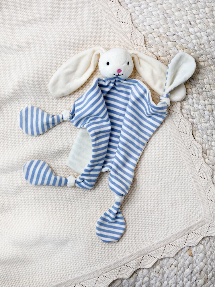 JoJo Maman Bébé Blue Stripe Rabbit Comforter - Image 2 of 4