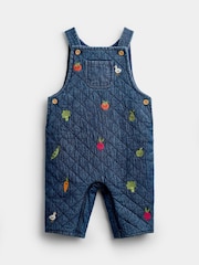 Jojo Maman Bébé Denim Vegetable Embroidered Quilted Dungaree Set - Image 3 of 7