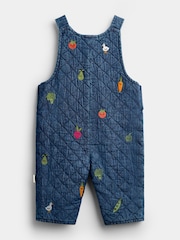 Jojo Maman Bébé Denim Vegetable Embroidered Quilted Dungaree Set - Image 4 of 7