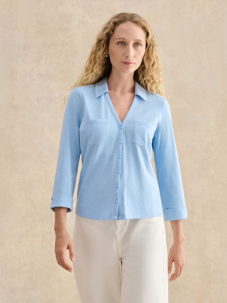 Hobbs Blue Zariah Slub Shirt - Image 1 of 4
