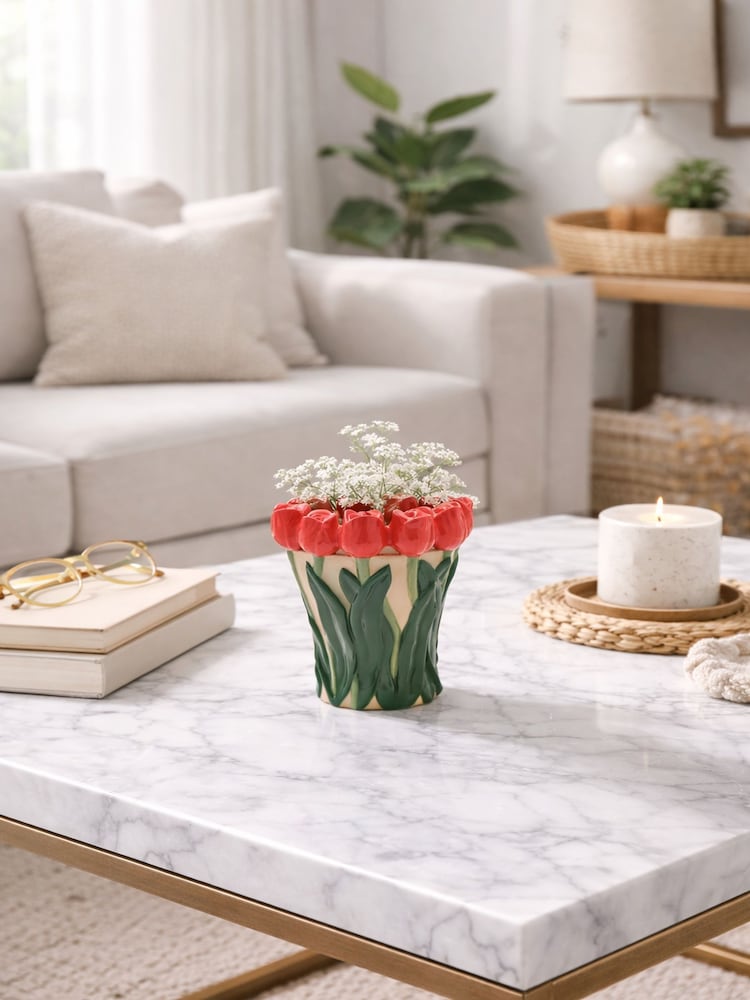 Widdop Red Hand Painted Vase - Tulip - Image 1 of 2