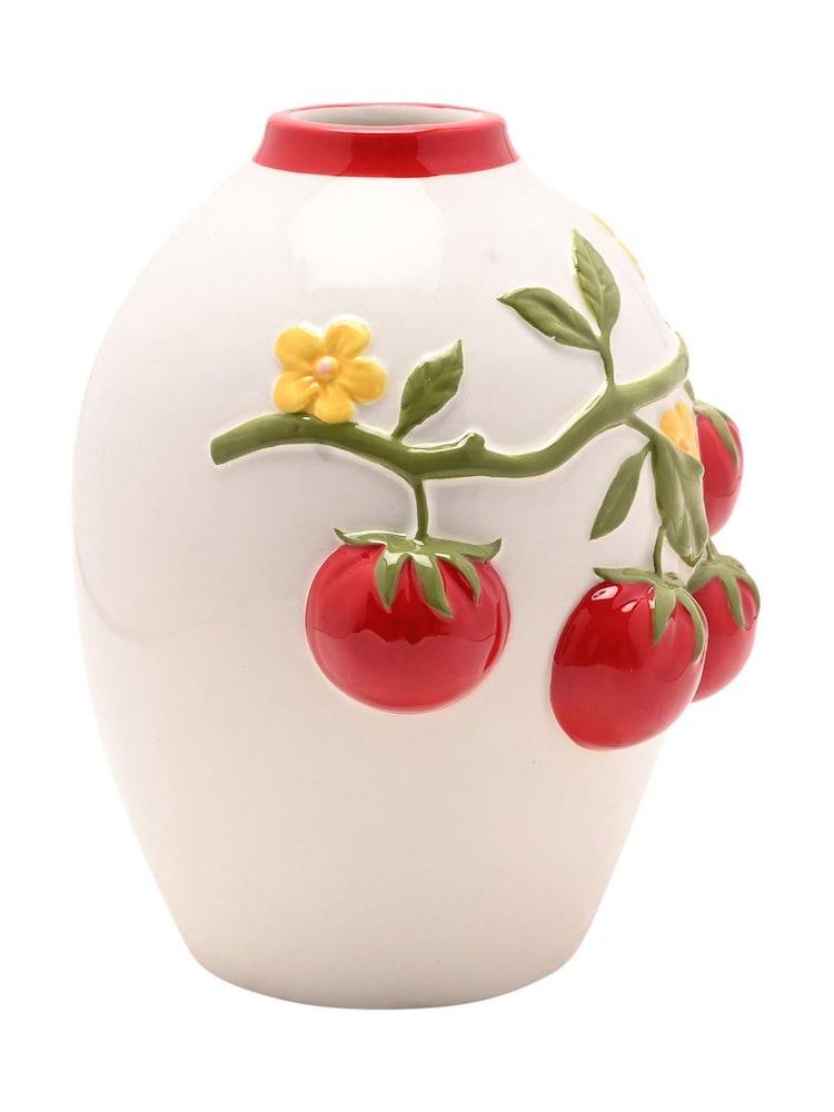 Widdop White Handpainted Embossed Tomato Vase - Large - Image 2 of 3
