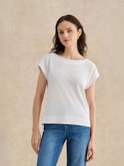 Hobbs White Alycia Slub T-Shirt - Image 1 of 4