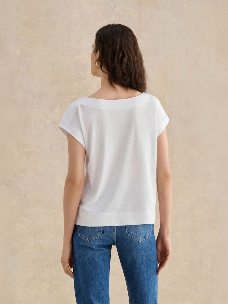 Hobbs White Alycia Slub T-Shirt - Image 2 of 4 Hobbs White Alycia Slub T-Shirt - Image 2 of 4