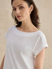 Hobbs White Alycia Slub T-Shirt - Image 3 of 4