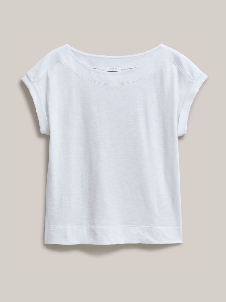 Hobbs White Alycia Slub T-Shirt - Image 4 of 4 Hobbs White Alycia Slub T-Shirt - Image 4 of 4