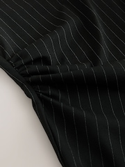 Black Long Sleeved Pinstripe Shoulder Pad Top - Image 2 of 3