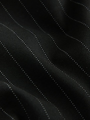 Black Long Sleeved Pinstripe Shoulder Pad Top - Image 3 of 3