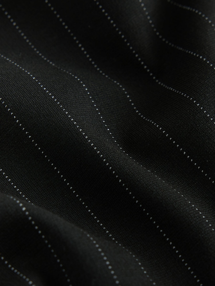 Black Long Sleeved Pinstripe Shoulder Pad Top - Image 3 of 3 Black Long Sleeved Pinstripe Shoulder Pad Top - Image 3 of 3
