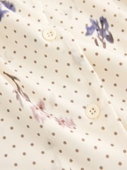 Råhvid ditsy blomstret - Langærmet bluse med V-hals og tørklæde - Billede 2 af 3