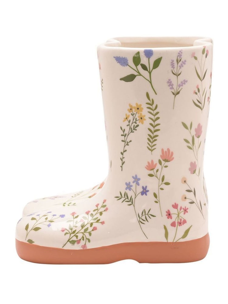 Widdop White Ceramic Vase Small - Floral Wellies - Image 2 of 3