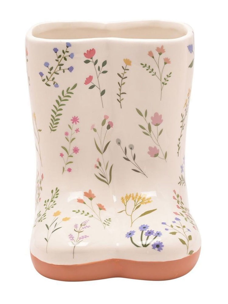 Widdop White Ceramic Vase Small - Floral Wellies - Image 3 of 3