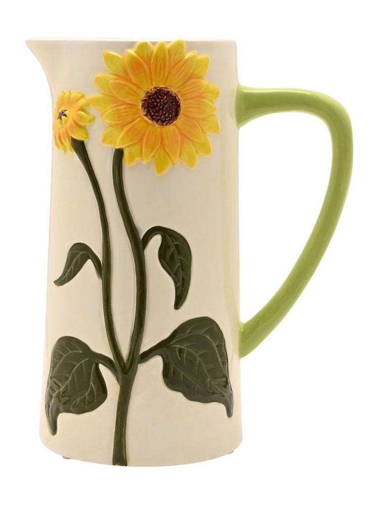 Widdop White Handpainted Sunflower Jug - Image 1 of 5