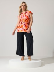 Yours Curve Orange London Blurred Buckle Twist Front Top - Image 2 of 5