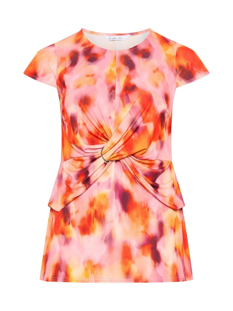 Yours Curve Orange London Blurred Buckle Twist Front Top - Image 5 of 5