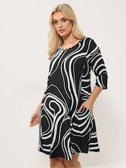 Negru - Yours Curve Abstract Swirl Tunic Dress - Imaginea 1 din 5