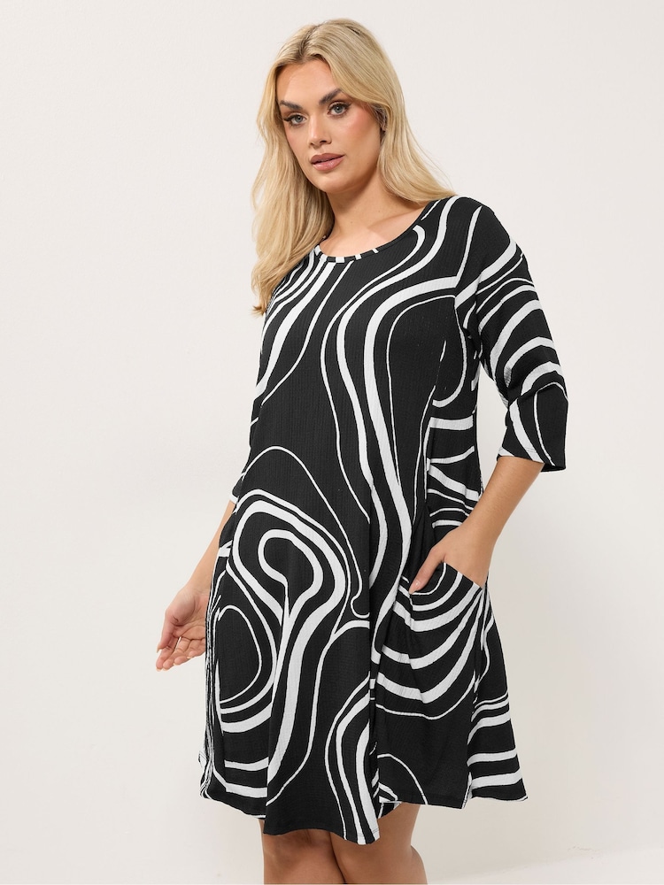 Negru - Yours Curve Abstract Swirl Tunic Dress - Imaginea 1 din 5