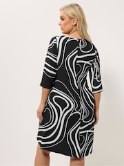 Negru - Yours Curve Abstract Swirl Tunic Dress - Imaginea 3 din 5