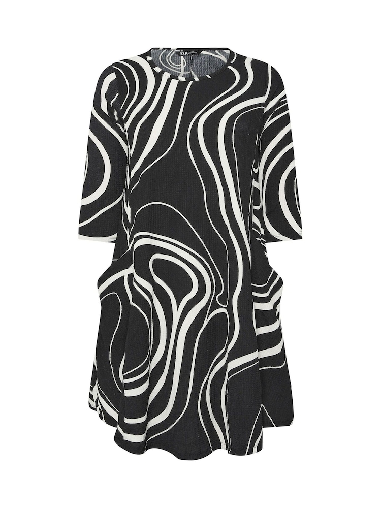 Negru - Yours Curve Abstract Swirl Tunic Dress - Imaginea 5 din 5