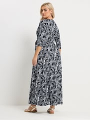 Yours Curve Blue Soft Touch Paisley Wrap Dress - Image 3 of 5
