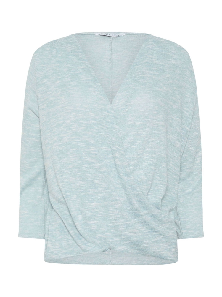 M&Co Blue 3/4 Sleeve Wrap Top - Image 5 of 5