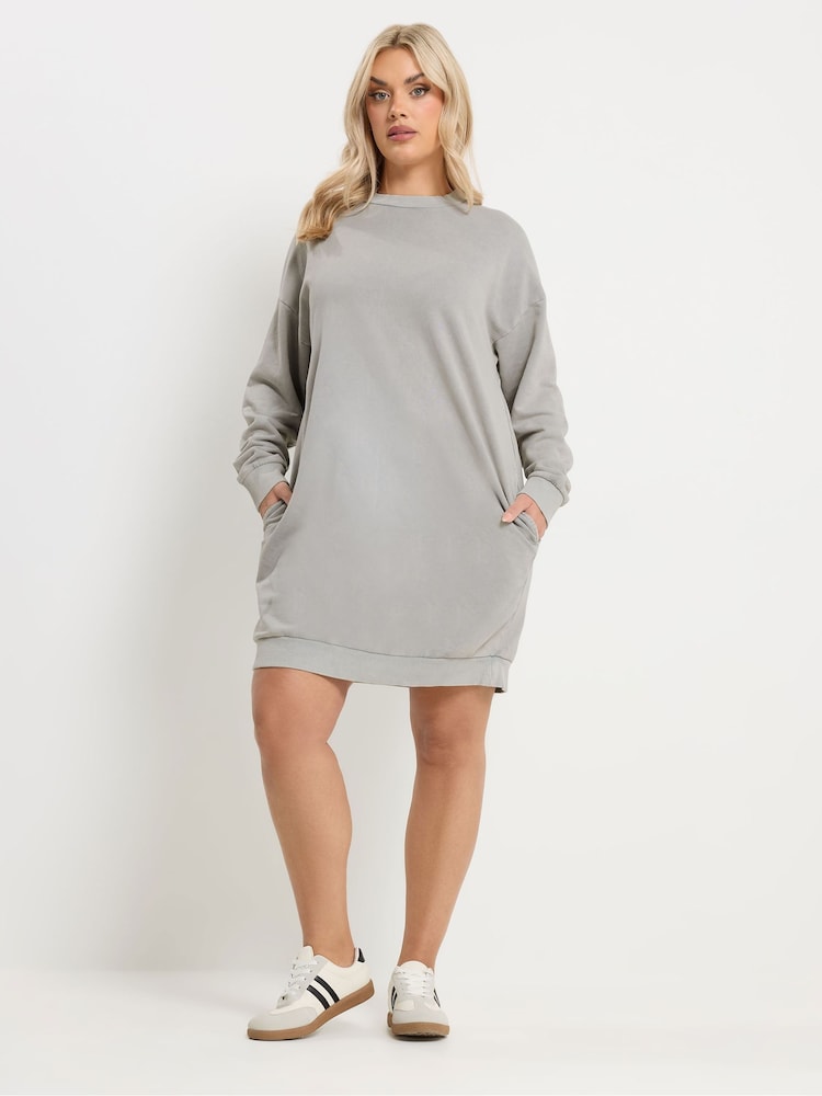 Yours Curve Grey Soft Touch Long Sleeve Jumper Dress - Image 1 of 5 Yours Curve Grey Soft Touch Long Sleeve Jumper Dress - Image 1 of 5