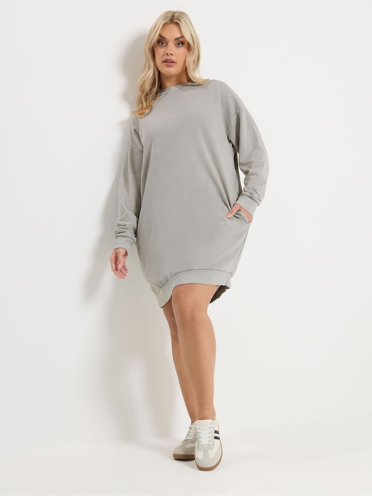 Yours Curve Grey Soft Touch Long Sleeve Jumper Dress - Image 2 of 5 Yours Curve Grey Soft Touch Long Sleeve Jumper Dress - Image 2 of 5