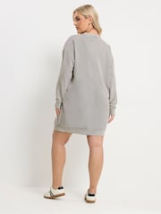 Yours Curve Grey Soft Touch Long Sleeve Jumper Dress - Image 3 of 5