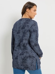 Yours Curve Blue Abstract Pocket Sweatshirt - Image 2 of 5