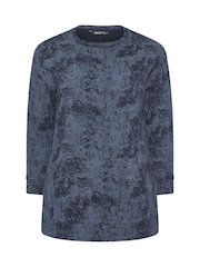 Yours Curve Blue Abstract Pocket Sweatshirt - Image 5 of 5