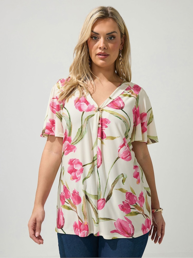 Yours Curve White London Floral Swing Top - Image 1 of 5