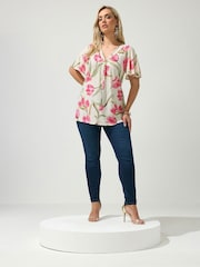 Yours Curve White London Floral Swing Top - Image 2 of 5