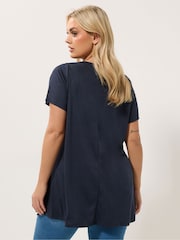 Yours Curve Blue Soft Touch Swing Blouse - Image 3 of 5