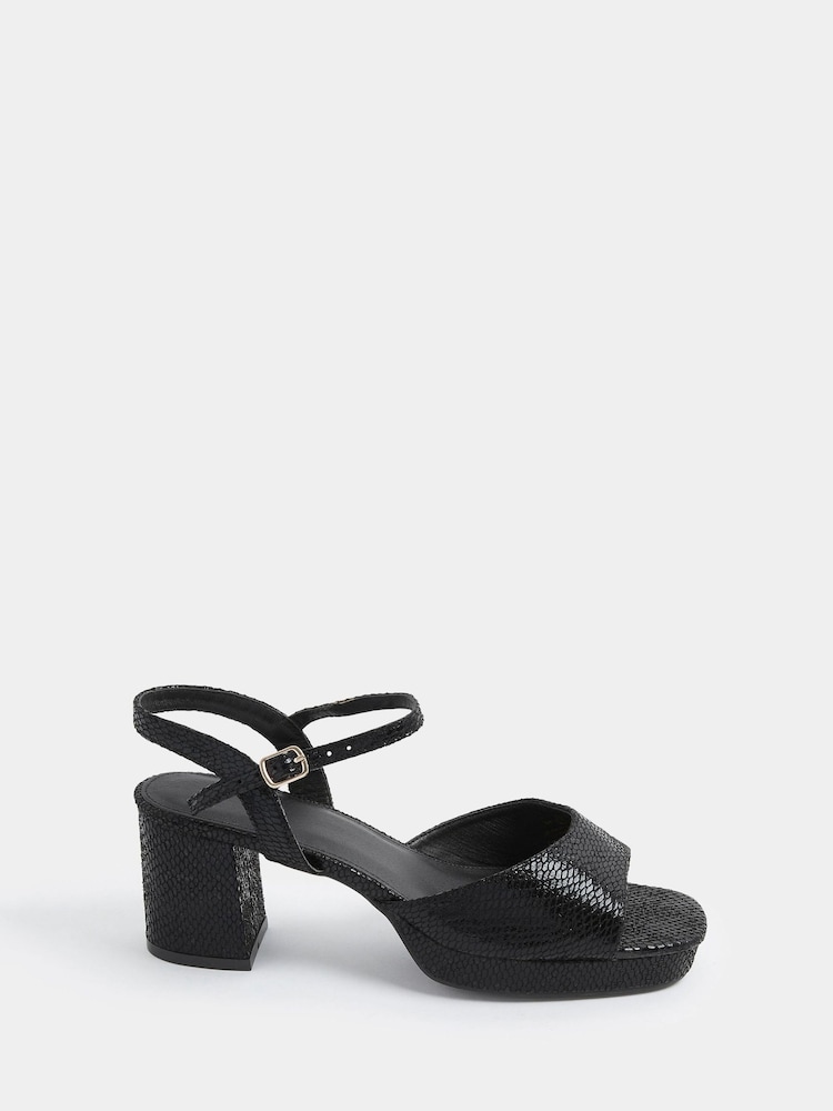 Yours Curve Black Wide Fit Square Toe Occasion Platform Sandals - Image 2 of 4