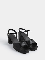 Yours Curve Black Wide Fit Square Toe Occasion Platform Sandals - Image 3 of 4
