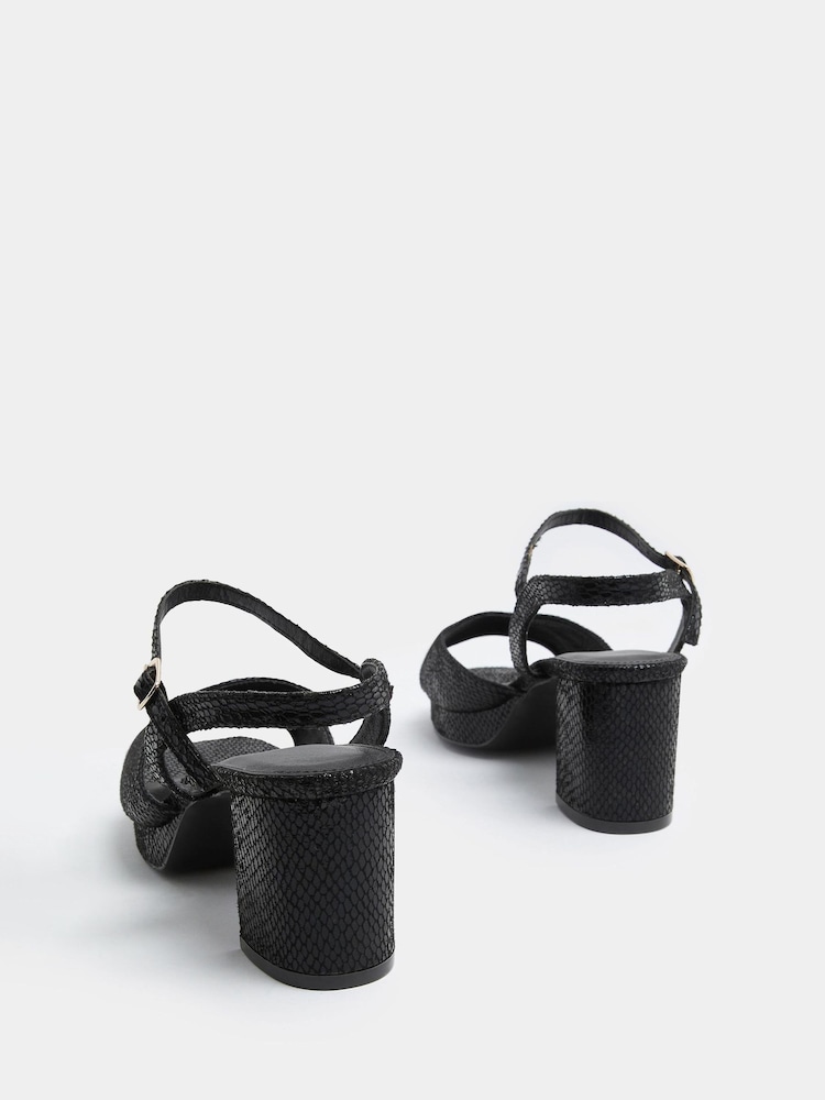 Yours Curve Black Wide Fit Square Toe Occasion Platform Sandals - Image 4 of 4