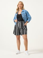 Yours Curve Black Stripe Shorts - Image 2 of 5