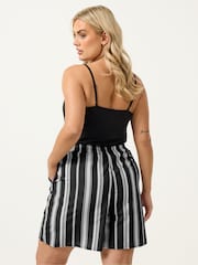 Yours Curve Black Stripe Shorts - Image 3 of 5