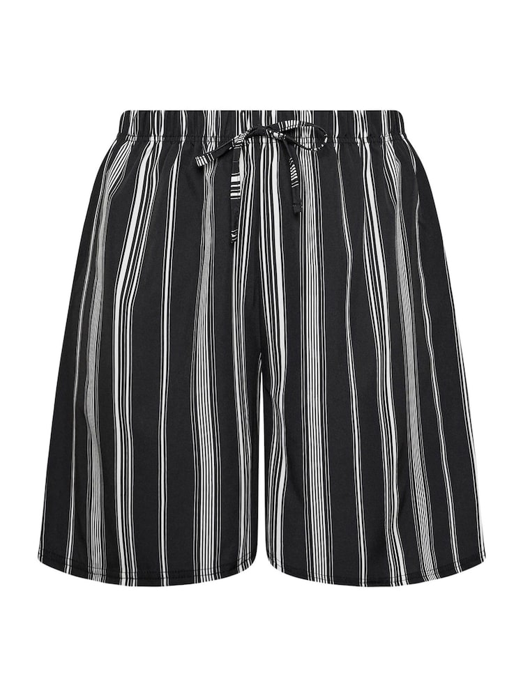 Yours Curve Black Stripe Shorts - Image 5 of 5