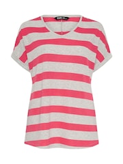 Yours Curve Pink Bold Striped Top - Image 5 of 5