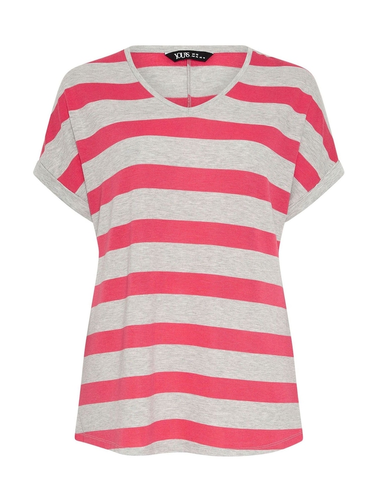 Yours Curve Pink Bold Striped Top - Image 5 of 5