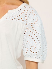 كريم - M&Co Broderie Half Placket Top - صورة 4 من 5